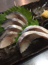 Japanese pickled mackerel sashimi