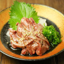 Food dressed with liver