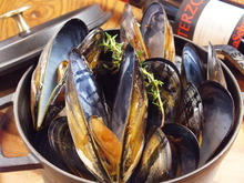 Mussels steamed in wine