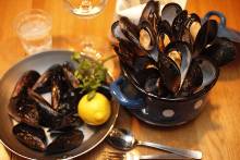 Mussels steamed in wine