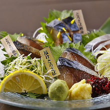 Assorted blue-backed fish sashimi