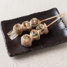 Pork rolled with shiso leaf