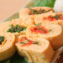 Japanese style rolled omelet with Japanese leek