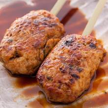 Tare-grilled chicken meatball skewer