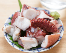 Chopped fresh raw octopus