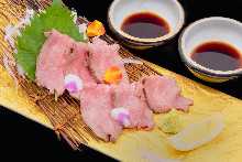 Beef tongue sashimi