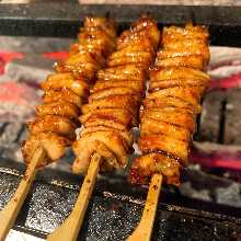 Chicken skin skewer