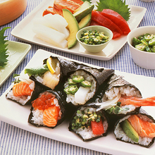 Seafood futomaki sushi rolls Seafood futomaki sushi rolls