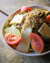 Tofu and baby sardine salad