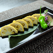 Mustard-stuffed lotus roots