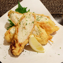 Tube-shaped fish paste tempura