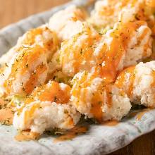 Fried chicken with vinegar and tartar sauce