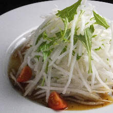 Daikon radish and mizuna salad