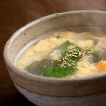 Wakame seaweed egg drop soup