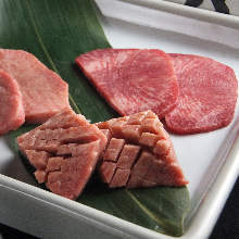 Assorted beef tongue seasoned with salt