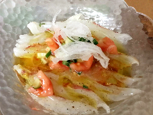 Carpaccio prepared with fresh fish of the day