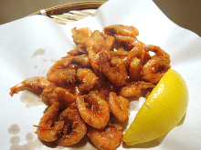 Fried pink shrimp