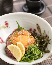 Sea urchin and meat sushi tartare
