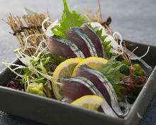 Japanese pickled mackerel sashimi