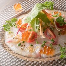 Carpaccio prepared with fresh fish of the day