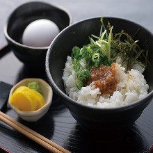 Soy sauce rice-malt and raw egg over rice (tamagokake gohan)