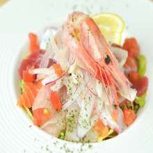 Carpaccio prepared with fresh fish of the day