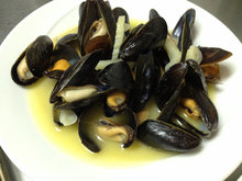 Mussels steamed in wine