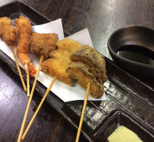 Assorted fried cutlet skewers