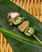 Fried sea foods skewers