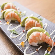 Shrimp and avocado with mayonnaise dressing