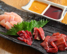 Assorted chicken sashimi