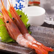 Ama ebi (pink shrimp) sashimi
