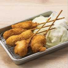 Assorted fried cutlet skewers