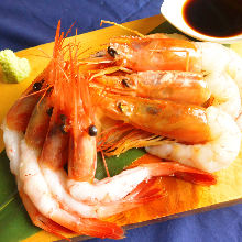 Assorted shrimp sashimi dishes