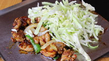 Grilled tecchan (beef large intestine) and kimchi