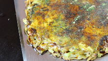 Sticky rice and cheese okonomiyaki