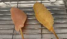 Fried chicken tenderloin skewers
