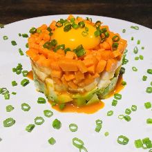 Japanese yam, avocado, and carrot tartare