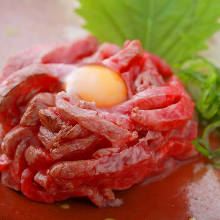 Premium rare Wagyu beef tartare