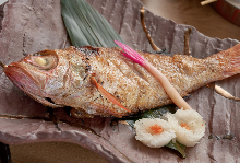 Salt roasted rosy seabass