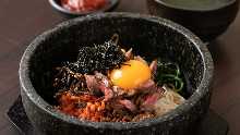 Stone grilled tartare bibimbap