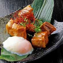 Simmered pork belly with soft-boiled egg