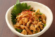 Locally raised chicken skin with ponzu