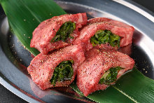 Beef tongue with green onion