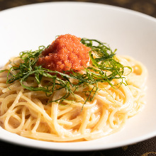 Pasta with mentaiko (marinated cod roe) cream sauce