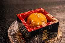 Kinako (roasted soy bean powder) ice cream with brown sugar syrup topping