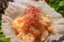 Fried shrimp dressed with mayonnaise Fried shrimp dressed with mayonnaise