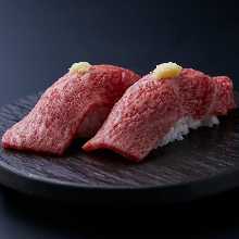 Horse leg meat sushi