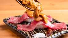 Sea urchin on beef sushi