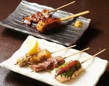 Assorted grilled chicken skewers, 5 kinds